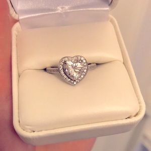 Sterling silver engagement style heart ring